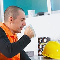 Plumber drinking a cuppa