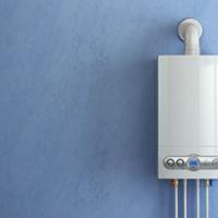Boiler on a blue wall