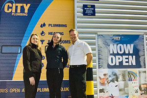 City Plumbing staff outside their latest branch in Filton