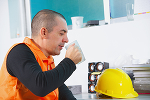 Plumber drinking a cuppa