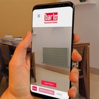 Barlo Radiators' heating app shown on a smartphone Barlo Radiators' heating app shown on a smartphone
