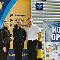 City Plumbing staff outside their latest branch in Filton City Plumbing staff outside their latest branch in Filton