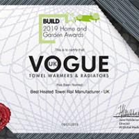 Vogue (UK) win 'Best UK Heated Towel Rail Manufacturer’ 2019 Vogue (UK) win 'Best UK Heated Towel Rail Manufacturer’ 2019
